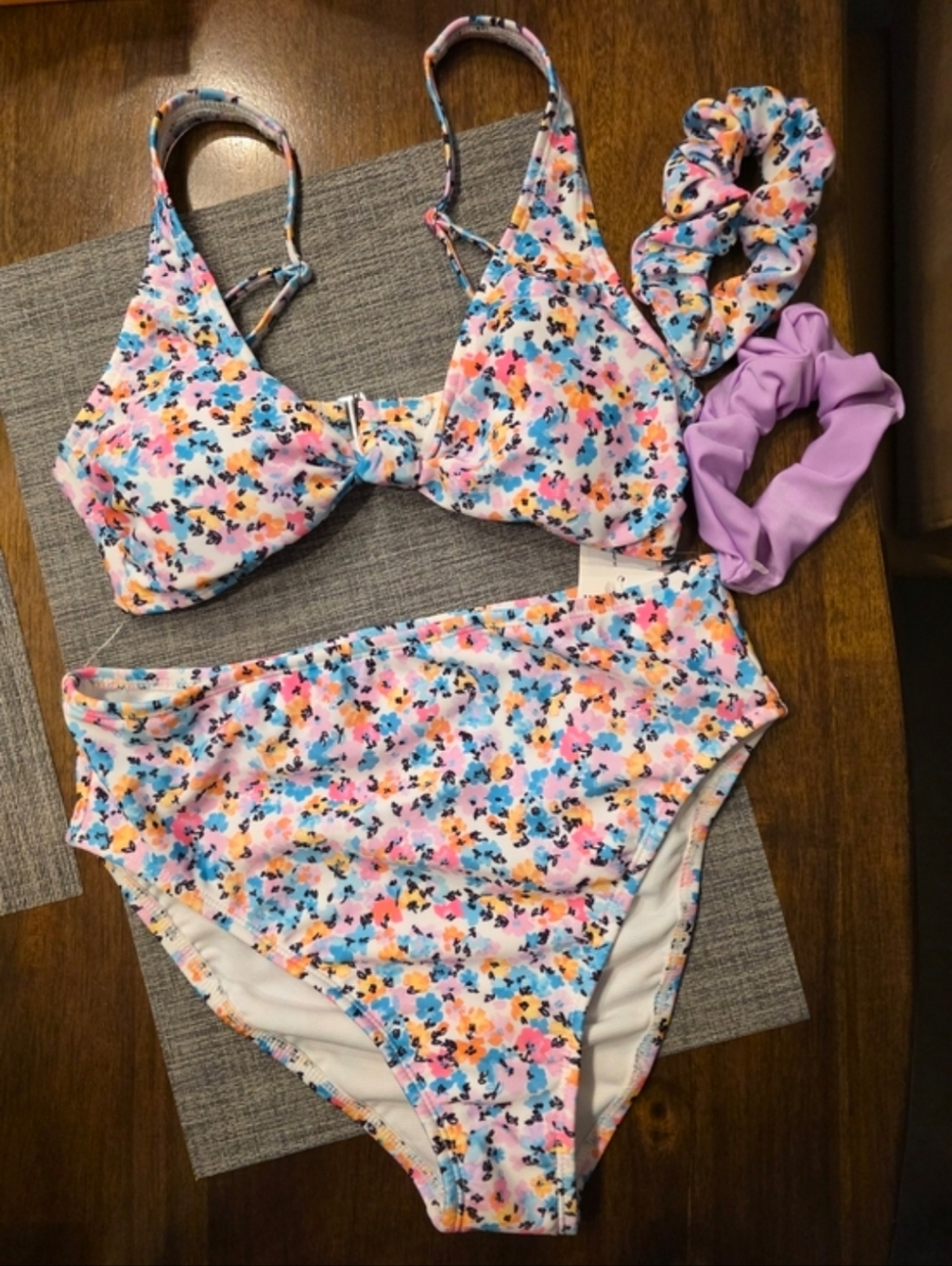 Rewind Pastel Floral Bikini Set in Blue, Pink, Yellow